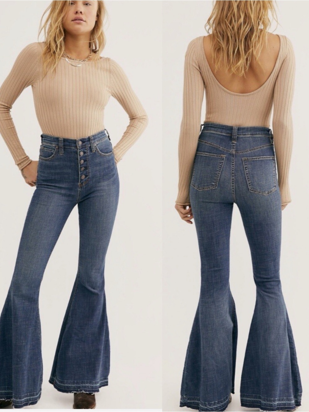 NWT Free People Irreplaceable Flare Jean High Rise Blue Size 31